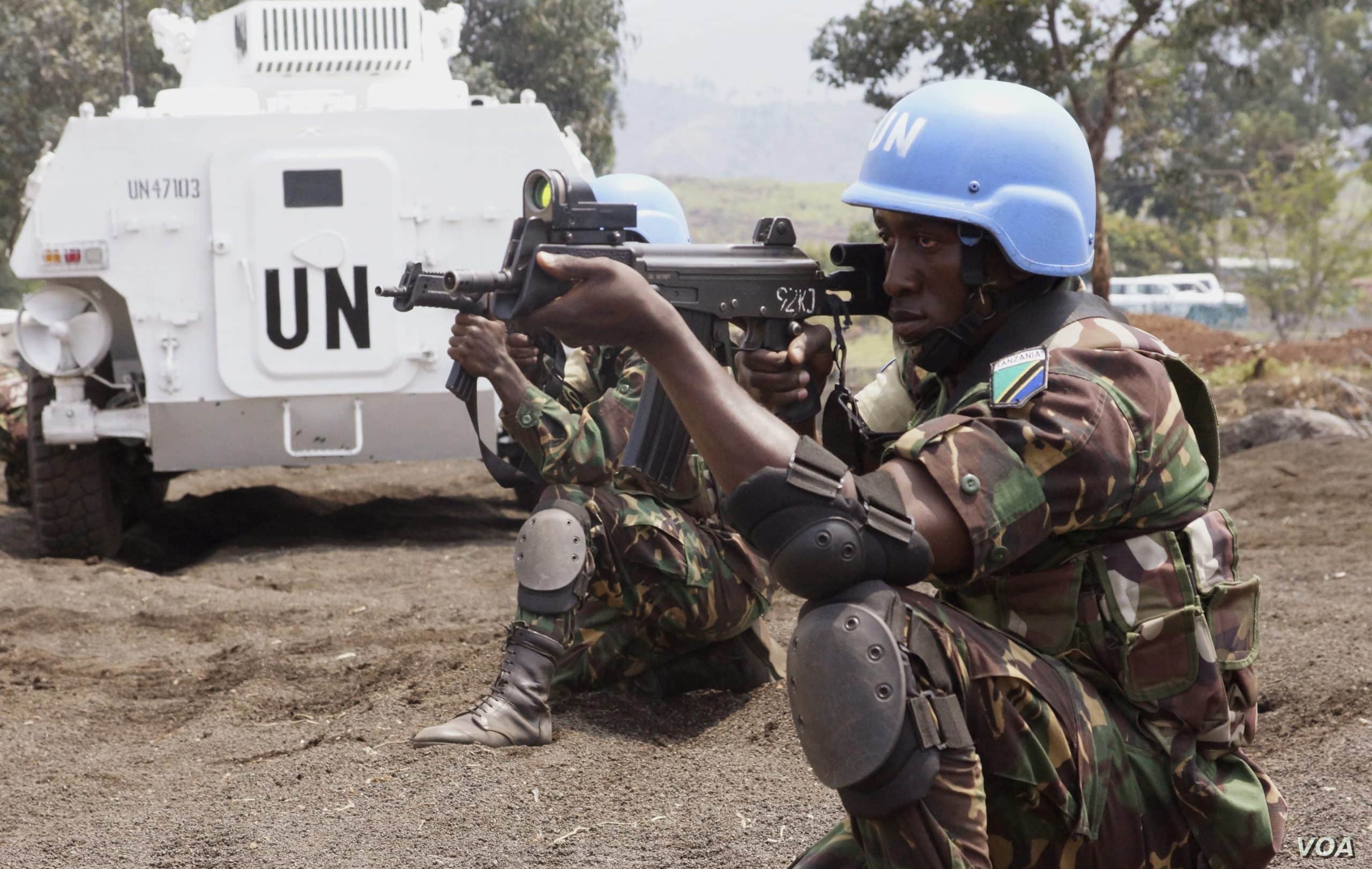 Væpnede FN styrker i en konflikt.